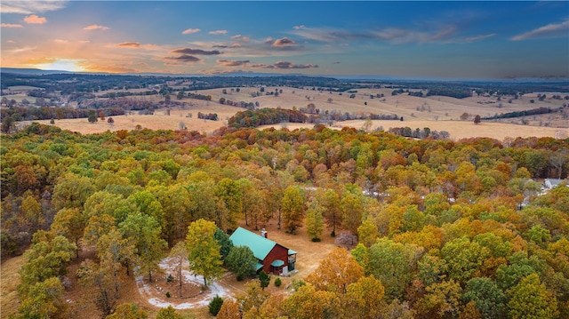 view of aerial view at dusk