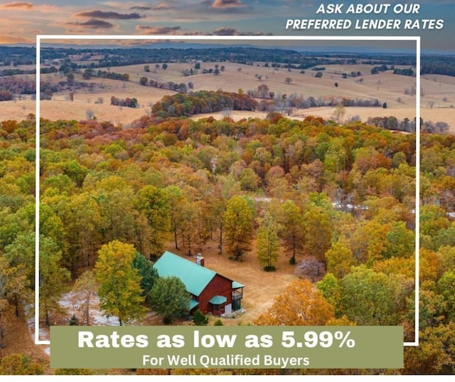 bird's eye view featuring a rural view