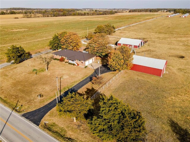 bird's eye view with a rural view