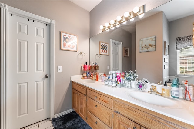 bathroom featuring vanity and tile patterned flooring