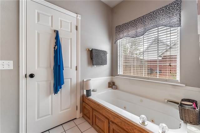 bathroom featuring a tub and tile patterned floors