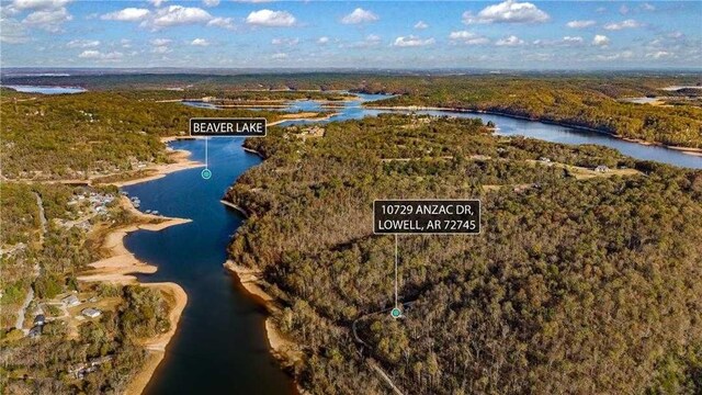 10729 Anzac Dr, Lowell, AR 72745 - bird's eye view of a nearby body of water and a heavily wooded area