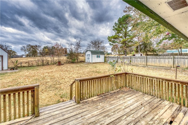 deck featuring a storage unit