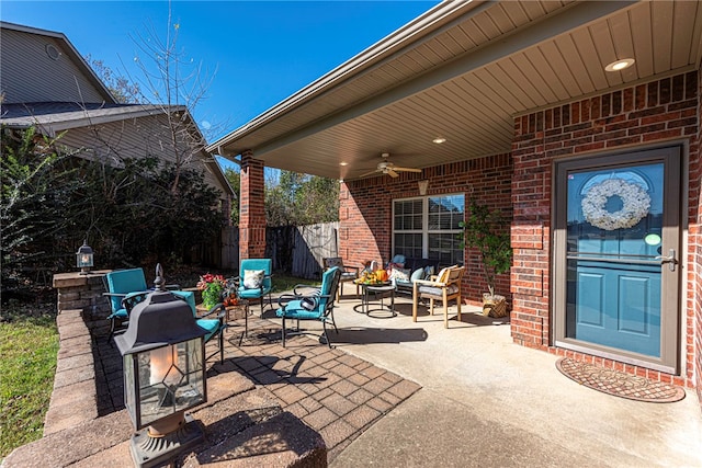 view of patio / terrace with ceiling fan