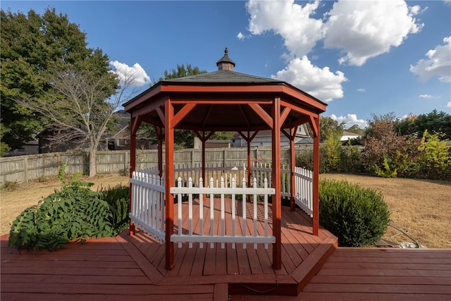 wooden deck featuring a gazebo