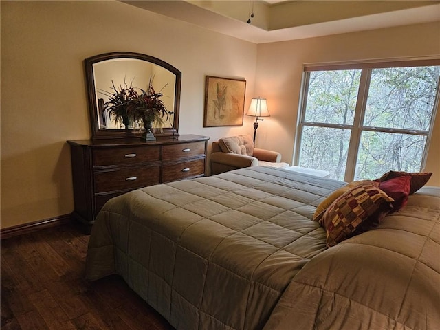 bedroom featuring dark hardwood / wood-style flooring