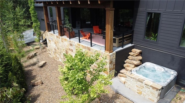 514 N Vinson Ave, Fayetteville, AR 72701 - view of patio with an outdoor hot tub
