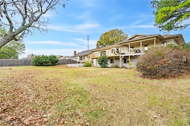 view of yard with a deck