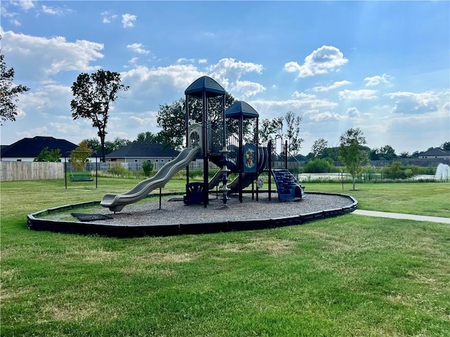 view of playground featuring a yard