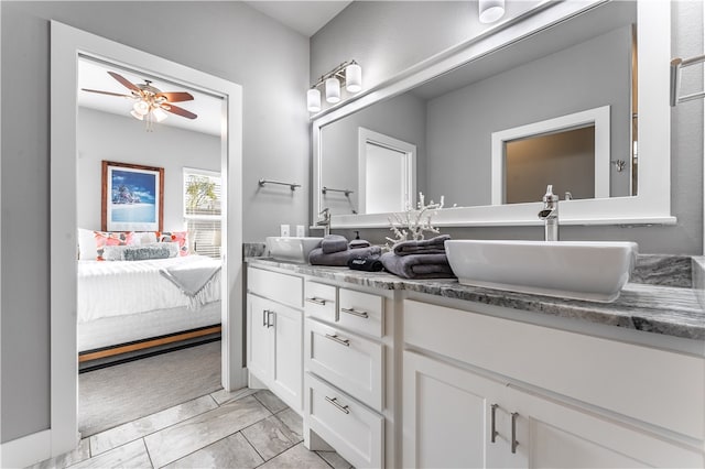 bathroom with vanity and ceiling fan