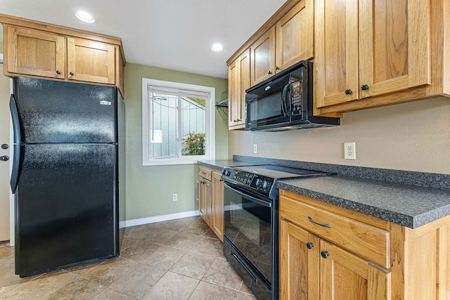 kitchen with black appliances