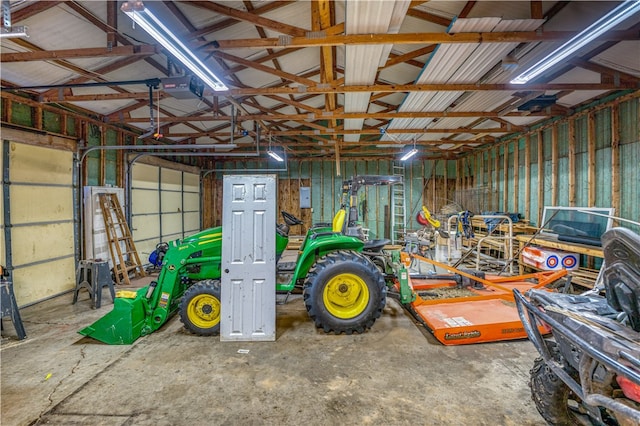 garage with a garage door opener