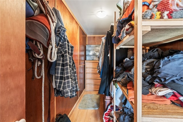 spacious closet featuring hardwood / wood-style floors