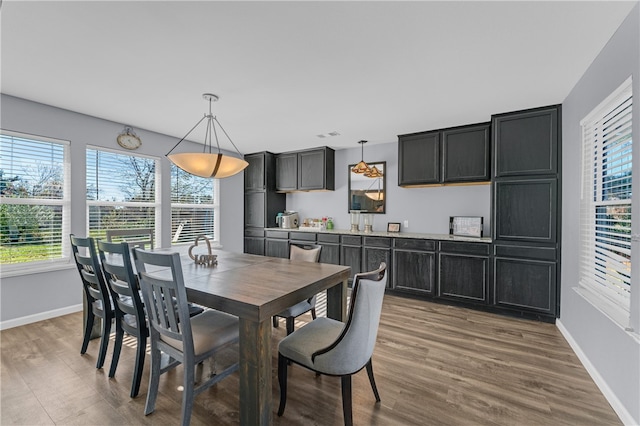 dining room with hardwood / wood-style floors