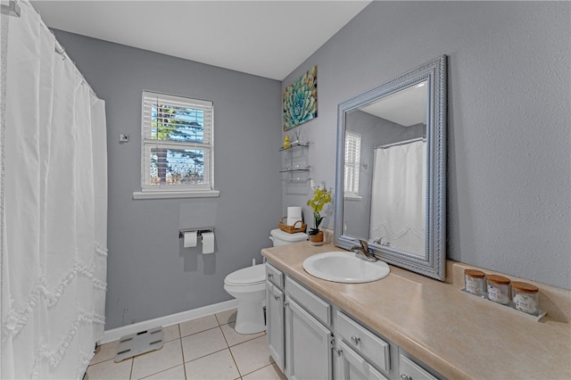 bathroom featuring tile patterned flooring, vanity, and toilet