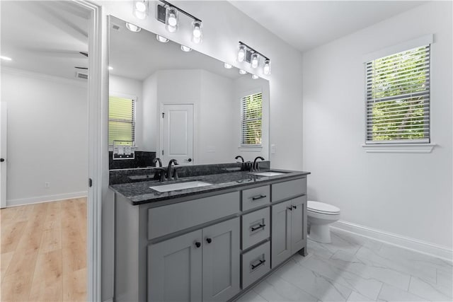 bathroom featuring vanity and toilet