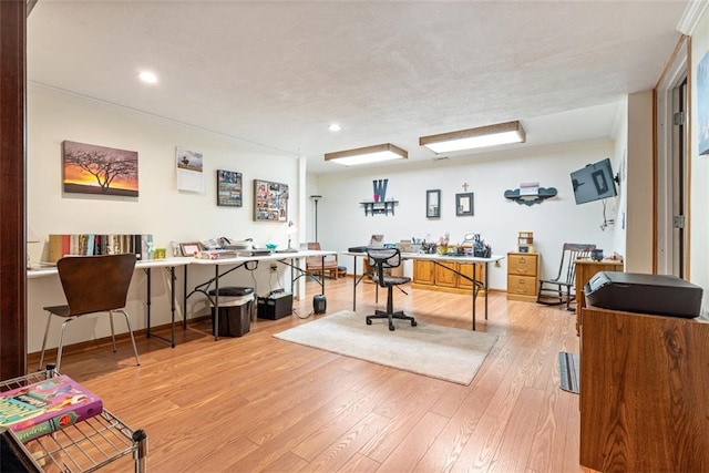 office space featuring light wood-type flooring