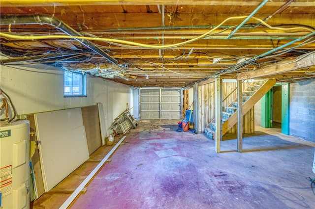 basement with water heater