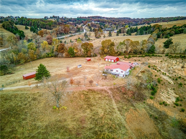 drone / aerial view with a rural view