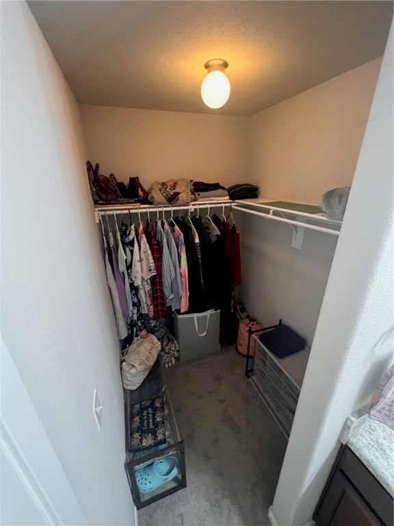 walk in closet featuring carpet