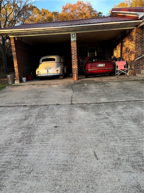 view of parking with a carport