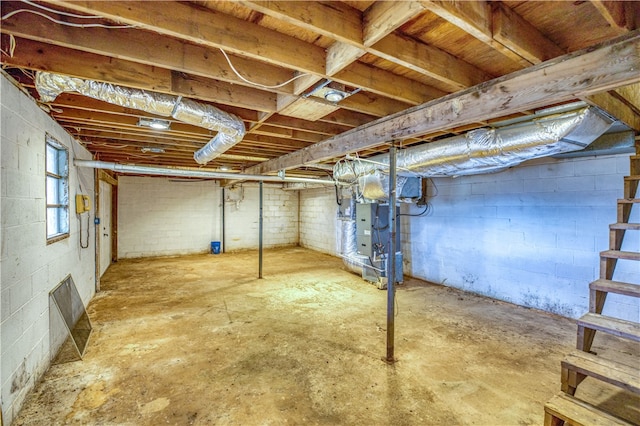 basement with heating unit