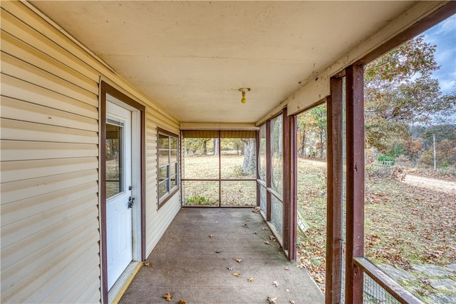 view of unfurnished sunroom