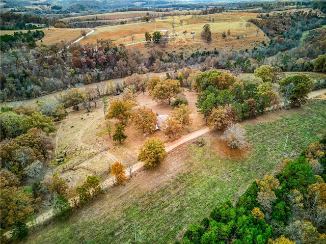 birds eye view of property with a rural view