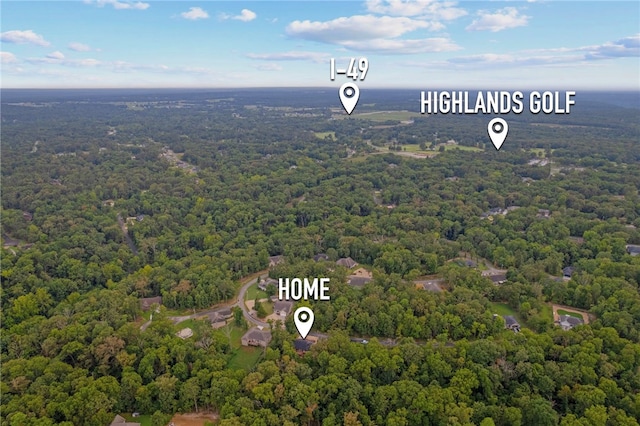 drone / aerial view with a view of trees