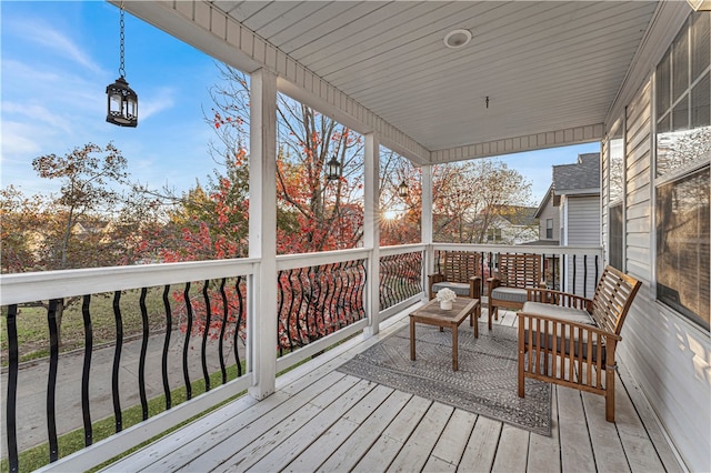 deck featuring a porch