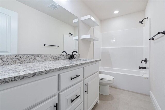 6602 SW Spindle St, Bentonville, AR 72713 - full bathroom featuring toilet, vanity, shower / tub combination, visible vents, and recessed lighting