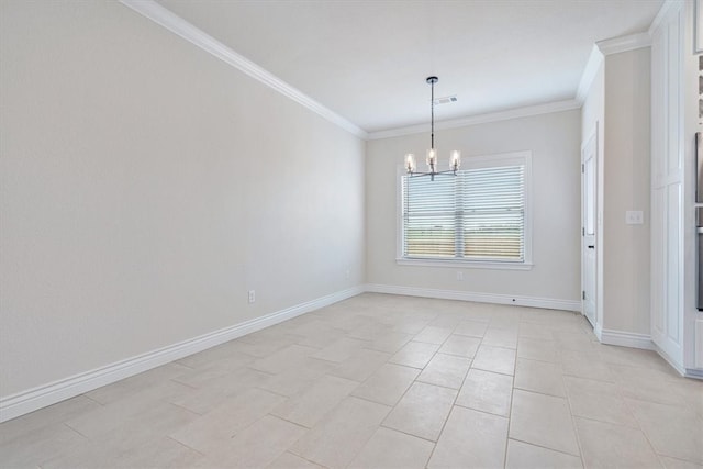 6602 SW Spindle St, Bentonville, AR 72713 - unfurnished room with baseboards, ornamental molding, and a chandelier