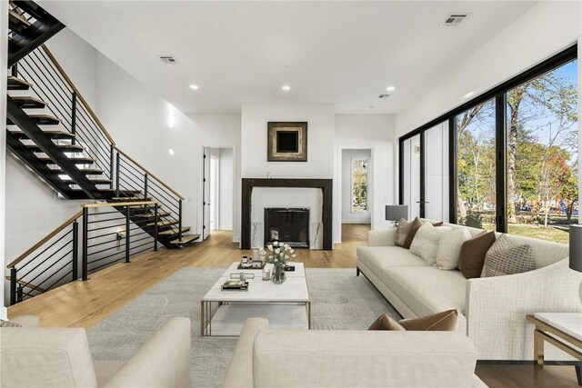 living room featuring light hardwood / wood-style floors