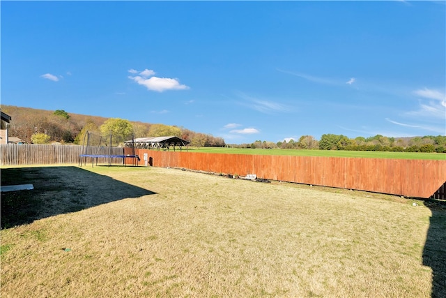 view of yard with a trampoline