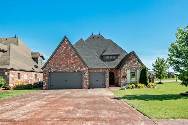 view of front of home with a garage and a front yard