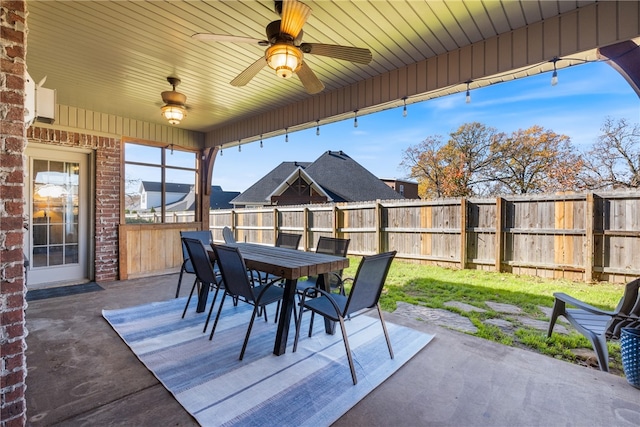 view of patio with ceiling fan