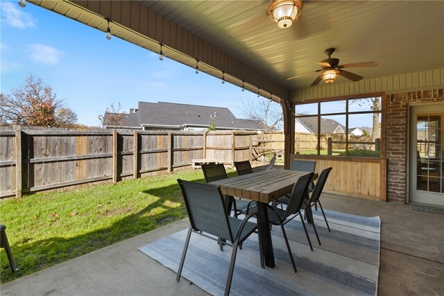 view of patio / terrace with ceiling fan