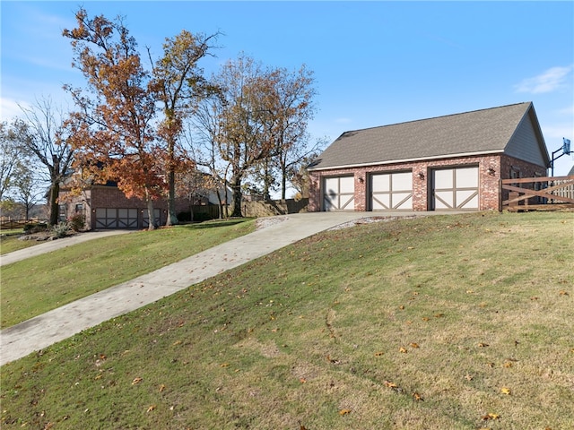 exterior space with a garage