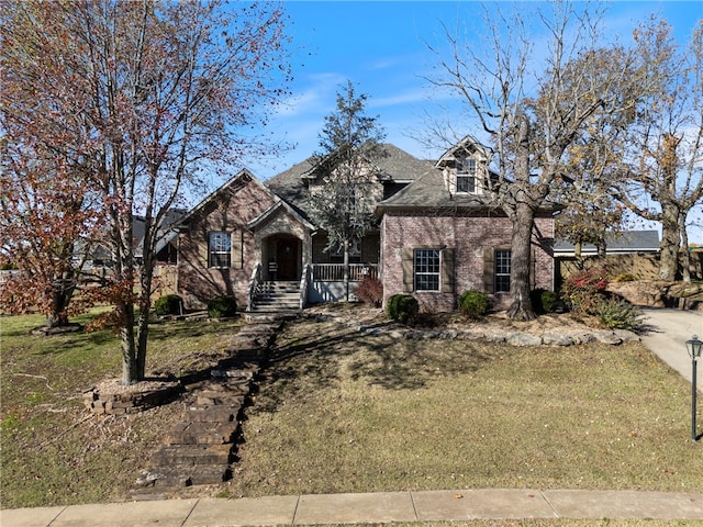 view of front of property with a front lawn and a porch