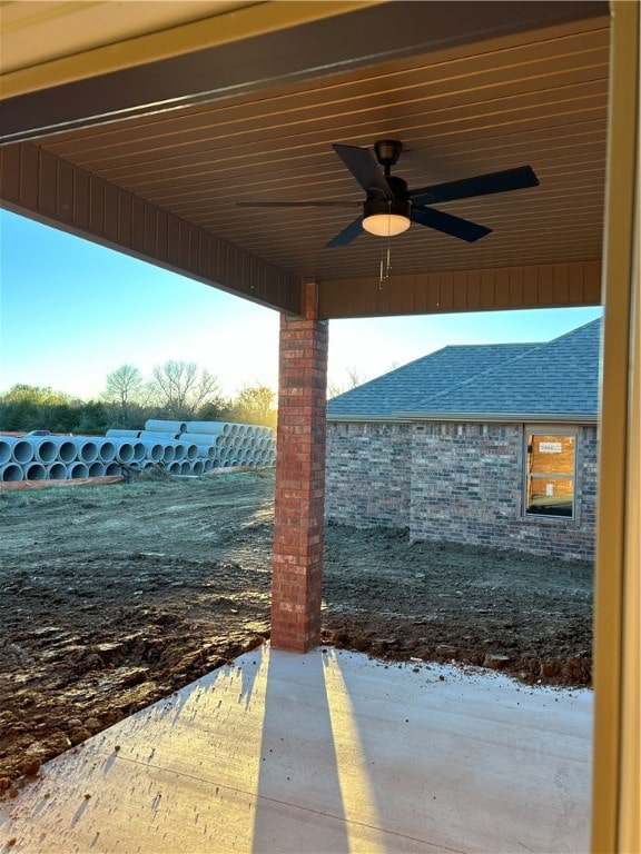 view of dock featuring a patio area