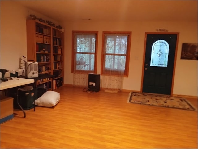 entryway with light hardwood / wood-style flooring