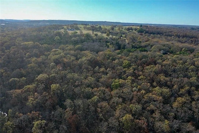 birds eye view of property featuring a forest view