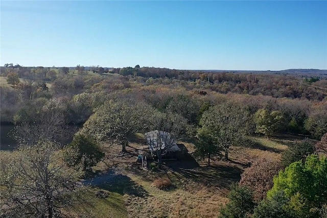 drone / aerial view with a forest view