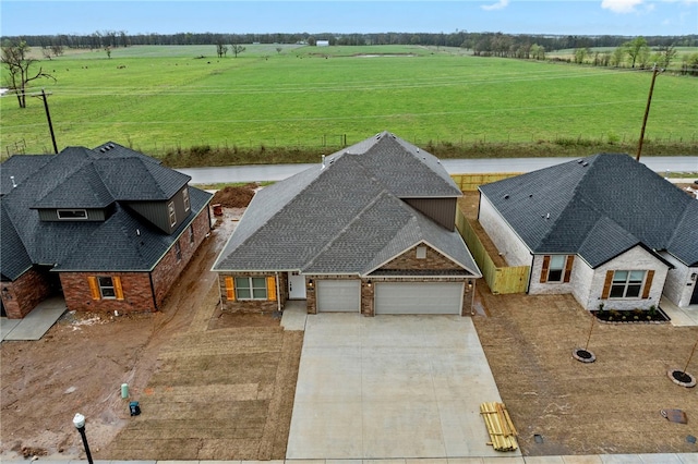 drone / aerial view with a rural view