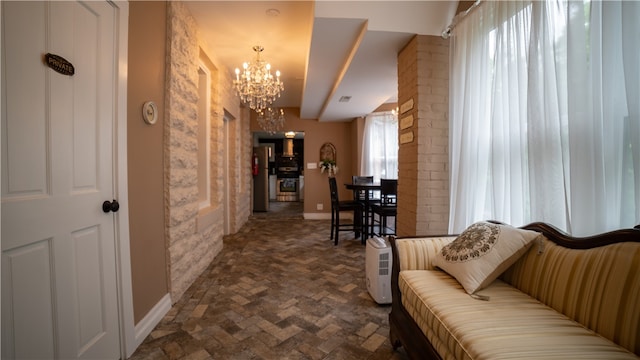 interior space featuring an inviting chandelier