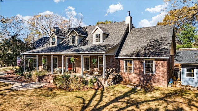 rear view of property featuring a lawn