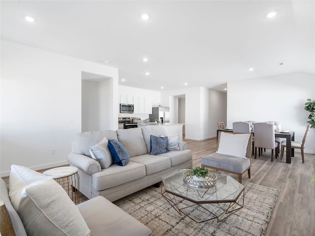 living room featuring light hardwood / wood-style flooring