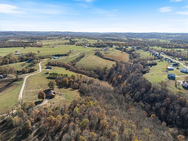 aerial view featuring a rural view