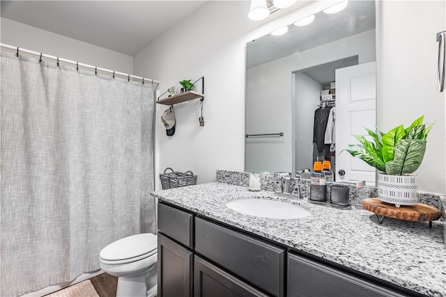 bathroom featuring vanity, wood-type flooring, and toilet