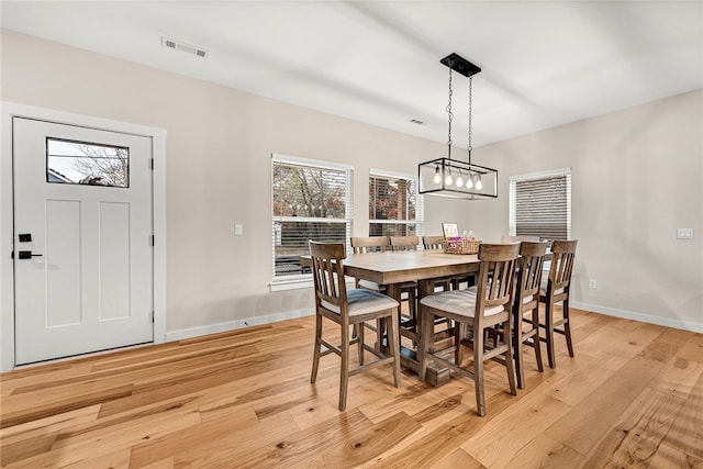 dining room with light wood-type flooring